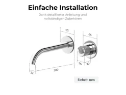 Emke Waschtischarmatur Unterputz für Wandmontage Chrom Wasserhahn Badarmatur