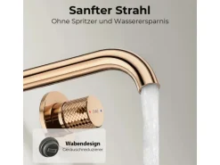 Emke Waschtischarmatur Unterputz für Wandmontage Rosengold Wasserhahn Badarmatur