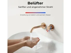 Emke Waschtischarmatur Unterputz für Wandmontage Rosengold Wasserhahn Badarmatur