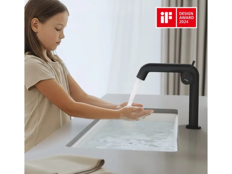 Emke Wasserhahn Bad 222 x 200 x 76 mm Schwarz Matt Wasserhahn Waschtischarmatur Mischbatterie