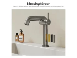 Emke Wasserhahn Bad 222 x 200 x 76 mm Anthrazit Matt Wasserhahn Waschtischarmatur Mischbatterie