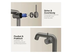 Emke Wasserhahn Bad 222 x 200 x 76 mm Anthrazit Matt Wasserhahn Waschtischarmatur Mischbatterie