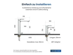Emke Wasserhahn Bad 166 x 152 x 45 mm Chrom Waschtischarmatur Mischbatterie Waschbecken