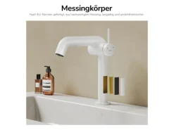 Emke Wasserhahn Bad 222 x 200 x 76 mm Weiß Matt Wasserhahn Waschtischarmatur Mischbatterie