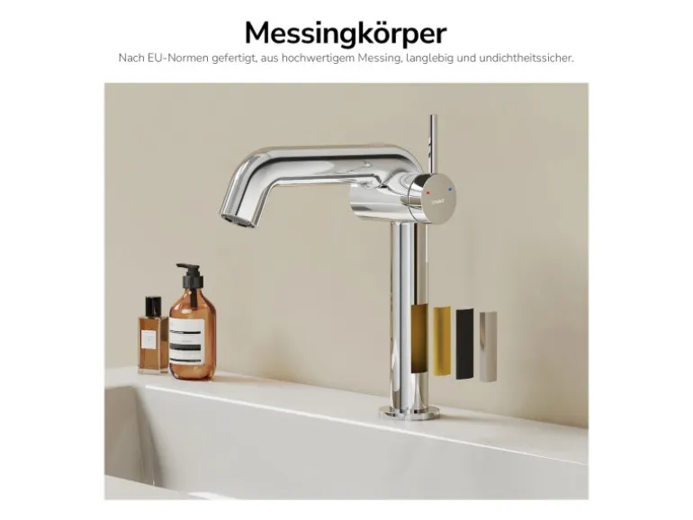 Emke Wasserhahn Bad 222 x 200 x 76 mm Chrom Wasserhahn Waschtischarmatur Mischbatterie