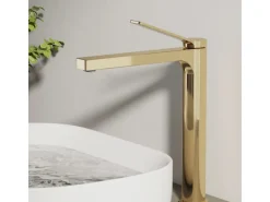 Emke Wasserhahn Waschbeckenarmaturen 335 x 233 x 46 mm Champagnergold Mischbatterie Küchenarmatur mit Luftsprudler