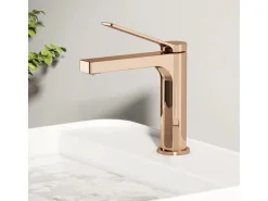 Emke Wasserhahn Waschbeckenarmaturen 195 x 173 x 46 mm Rosengold Mischbatterie Küchenarmatur mit Luftsprudler