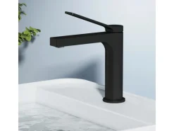 Emke Wasserhahn Waschbeckenarmaturen 195 x 173 x 46 mm Schwarz Matt Mischbatterie Küchenarmatur mit Luftsprudler