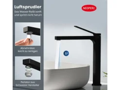 Emke Wasserhahn Waschbeckenarmaturen 335 x 233 x 46 mm Schwarz Mischbatterie Küchenarmatur mit Luftsprudler