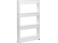 eyepower 4er Nischenwagen mit Regalen und Rollen 12,5 cm Weiß