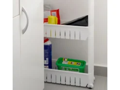 eyepower 4er Nischenwagen mit Regalen und Rollen 12,5 cm Weiß