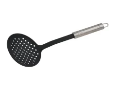 Fackelmann Abseihlöffel mit Ovalgriff 33 cm Silber-Schwarz