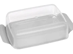 Fackelmann Butterdose 2-teilig 17 cm x 11 cm x 5 cm Silber-Glasklar