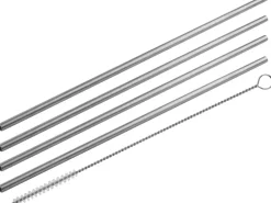 Fackelmann Edelstahl-Trinkhalme 4er-Set inkl. Bürste