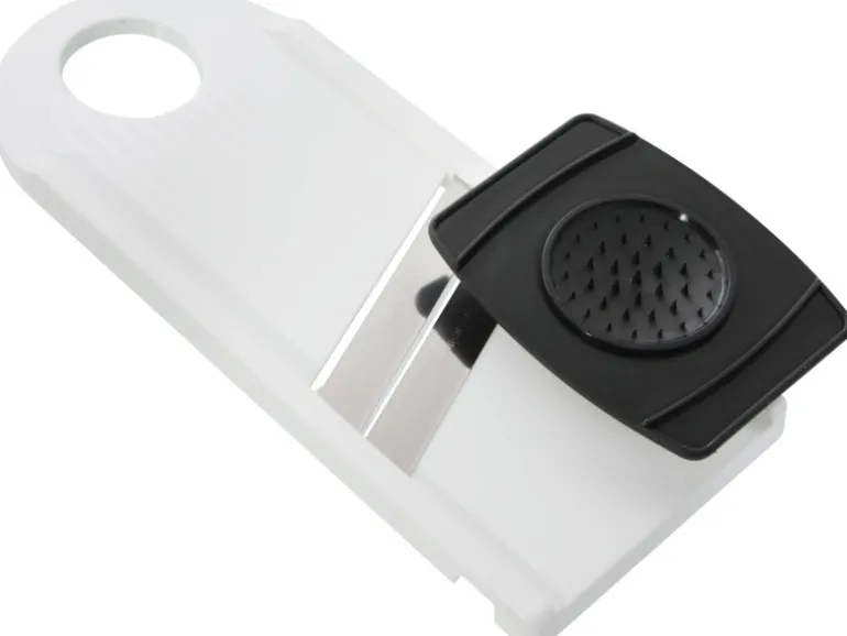 Fackelmann Gemüsehobel mit Restehalter 29 cm x 13 cm x 4 cm Weiß-Schwarz