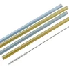 Fackelmann Glastrinkhalme 20 cm Gelb-Blau 4 Stück inkl. Bürste