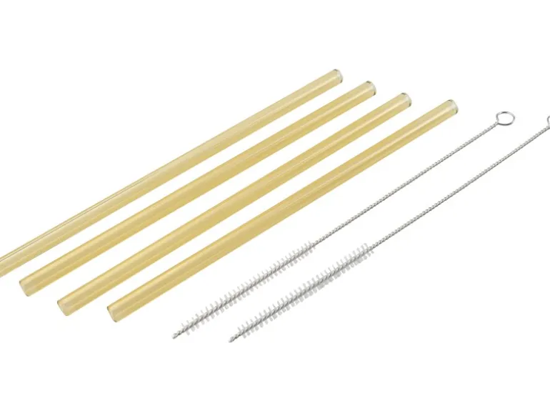 Fackelmann Glastrinkhalme und Bürste Sommerparty 4 Stk