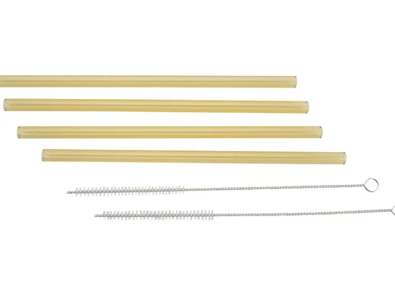 Fackelmann Glastrinkhalme und Bürste Sommerparty 4 Stk