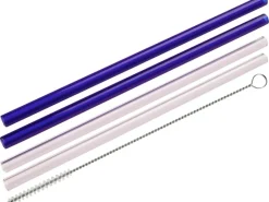 Fackelmann Glas-Trinkhalme 4er Set Bunt inkl. Bürste