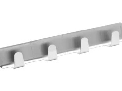 Fackelmann Klebehakenleiste 4-fach Edelstahl 16 cm x 2,6 cm x 1,7 cm Silber