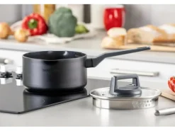 Fackelmann Kochtopf mit Stiel und Deckel Statement 16 cm Keramik