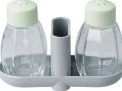 Fackelmann Salz-und Pfefferstreuer Menage Eco 45 ml Lichtgrau-Mintgrün 3-teilig