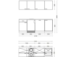 Flex-Well Classic Büroküche Wito 210 cm Weiß