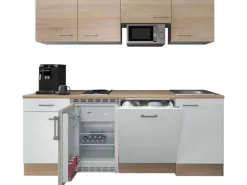 Flex-Well Classic Büroküche Florida 210 cm Weiß-Sonoma Eiche