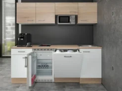 Flex-Well Classic Büroküche Florida 210 cm Weiß-Sonoma Eiche