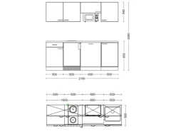 Flex-Well Classic Büroküche Wito 210 cm Weiß