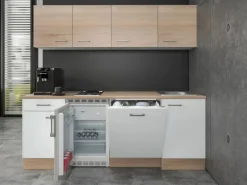 Flex-Well Classic Büroküche Florida 210 cm Weiß-Sonoma Eiche