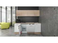 Flex-Well Classic Büroküche Florida 210 cm Weiß-Sonoma Eiche