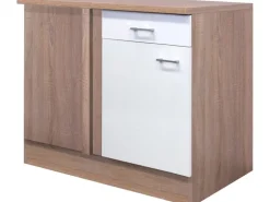 Flex-Well Classic Küchen-Eck-Unterschrank Florida 110 x 60 cm Weiß-Sonoma Eiche