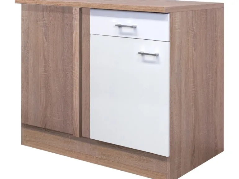 Flex-Well Classic Küchen-Eck-Unterschrank Florida 110 x 60 cm Weiß-Sonoma Eiche