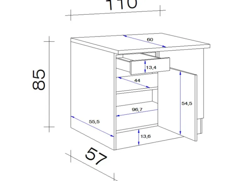 Flex-Well Classic Küchen-Eck-Unterschrank Florida 110 x 60 cm Weiß-Sonoma Eiche