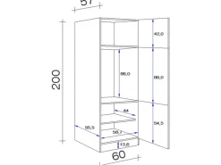 Flex-Well Classic Küchen-Geräteumbauschrank Florida 60 cm Weiß-Sonoma Eiche