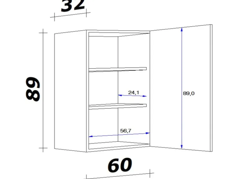 Flex-Well Classic Küchen-Oberschrank Florida 60 cm x 89 cm Sonoma Eiche