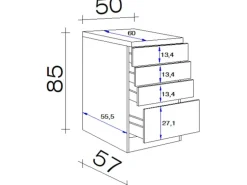 Flex-Well Classic Küchen-Schubkastenschrank Nano 50 cm Buche Nachbildung