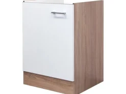 Flex-Well Classic Küchen-Spülenunterschrank Florida 50 cm Weiß-Sonoma Eiche