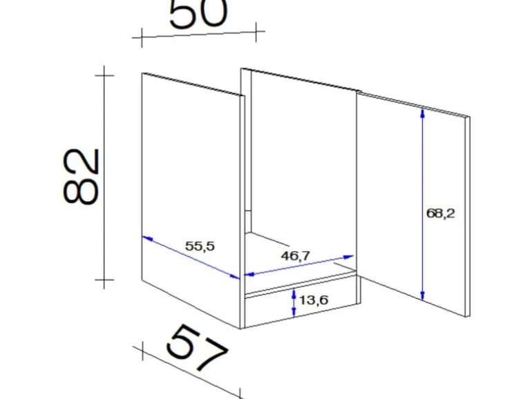 Flex-Well Classic Küchen-Spülenunterschrank Nano 50 cm Buche