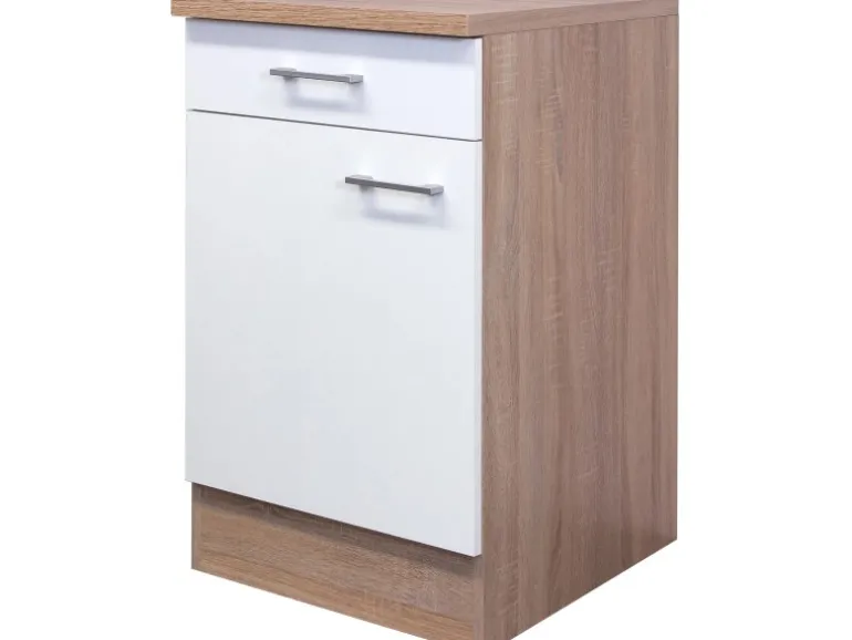 Flex-Well Classic Küchen-Unterschrank Florida 50 cm Weiß-Sonoma Eiche