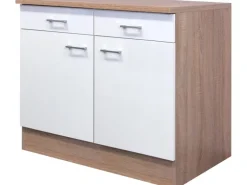Flex-Well Classic Küchen-Unterschrank Florida 100 cm Weiß-Sonoma Eiche