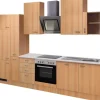 Flex-Well Classic Küchenzeile Nano 310 cm mit Apothekerschrank Buche