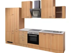 Flex-Well Classic Küchenzeile Nano 310 cm mit Apothekerschrank Buche