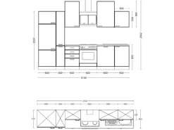 Flex-Well Classic Küchenzeile Nano 310 cm mit Apothekerschrank Buche