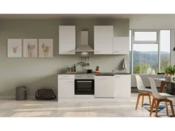 Flex-Well Classic Küchenzeile Lucca 220 cm Weiß matt - Caledonia