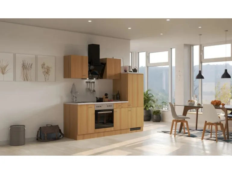 Flex-Well Classic Küchenzeile Nano 220 cm Buche