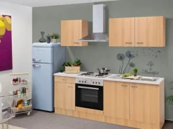 Flex-Well Classic Küchenzeile Nano 210 cm Buche Nachbildung