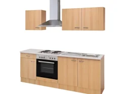 Flex-Well Classic Küchenzeile Nano 210 cm Buche Nachbildung