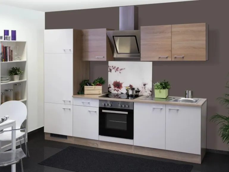 Flex-Well Classic Küchenzeile Florida 270 cm Sonoma Eiche-Weiß-Sonoma Eiche